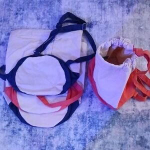 NWOT 4 × Cotton Backpack, 2 Navy 2 Orange
